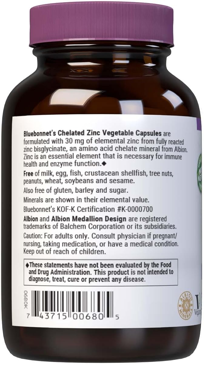BlueBonnet Chelated Zinc - 30mg, Non-GMO, Vegan - 90 Capsules - Image 3
