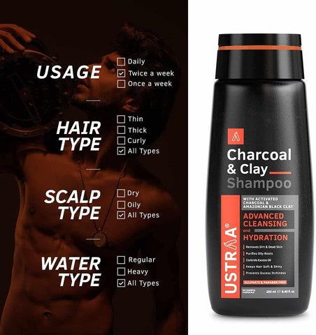 Ustra Charcoal & Clay Shampoo 250 ml