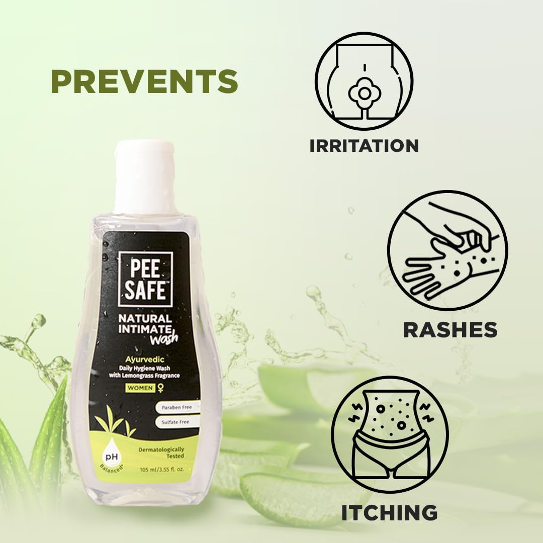 Pee Safe Natural Intimate Wash for Women - Witch Hazel & Tea Tree, 105ml - Image 5