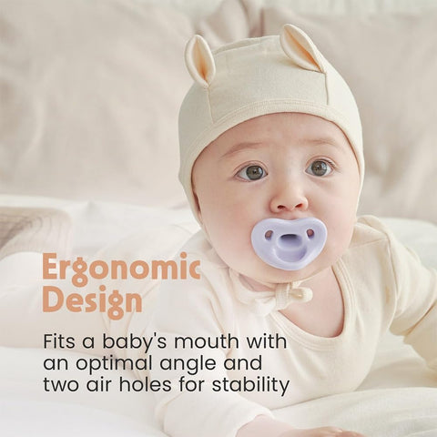 Moyuum All-Silicone Macaron Pacifier with Protective Stage 3 (6 months and older) Case Natural