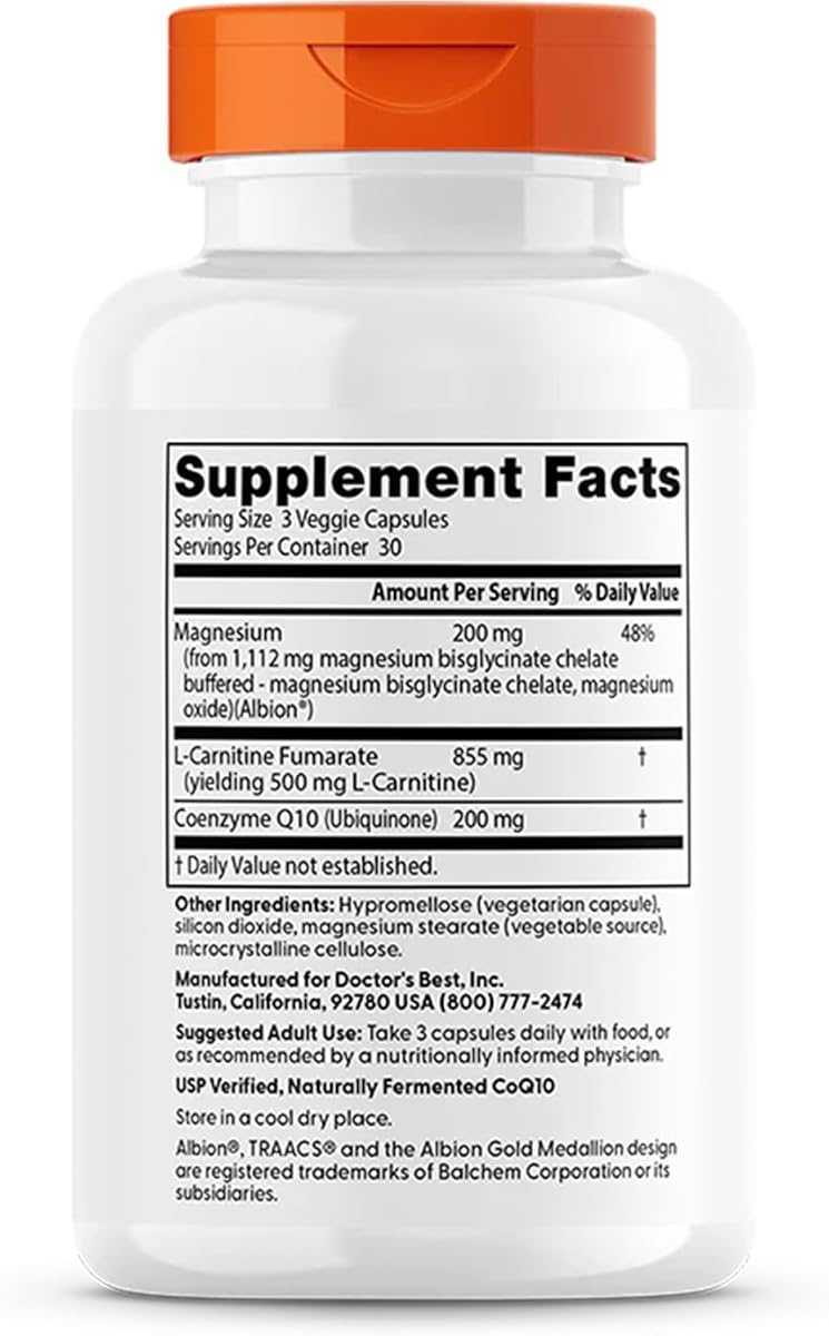 Dr Best CoQ10 L-Carnitine Magnesium Veggie Capsules - 90 Count - Image 2