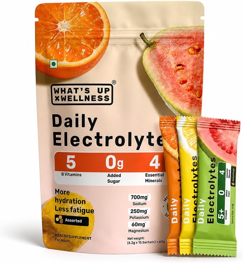 What's Up Daily Electrolytes - Zero Sugar, Assorted Flavours - 15 Sachets