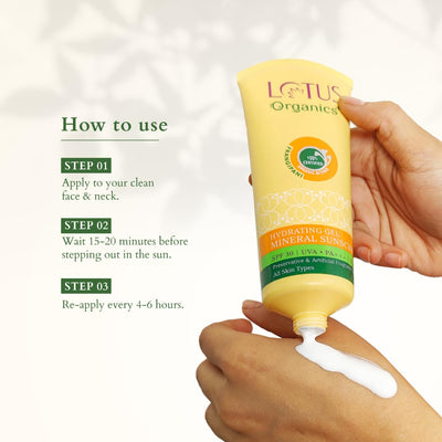 Lotus Organics Hydrating Gel Mineral Sunscreen SPF-30 PA - 100g - Image 6