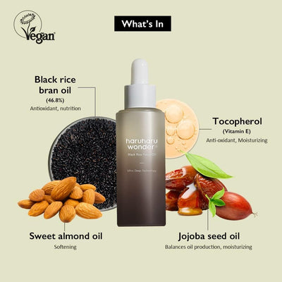 Haruharu Wonder Black Rice Facial Oil 30ml - 95% Natural, Vegan - Image 2
