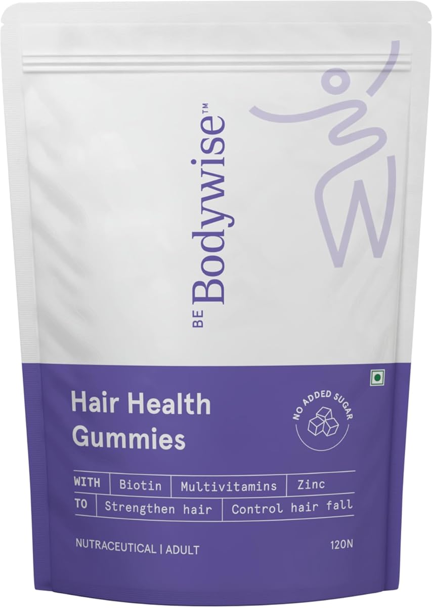 Be Bodywise Biotin Hair Gummies - With Multivitamins, Zinc, No Added Sugar, 120 Day Pack