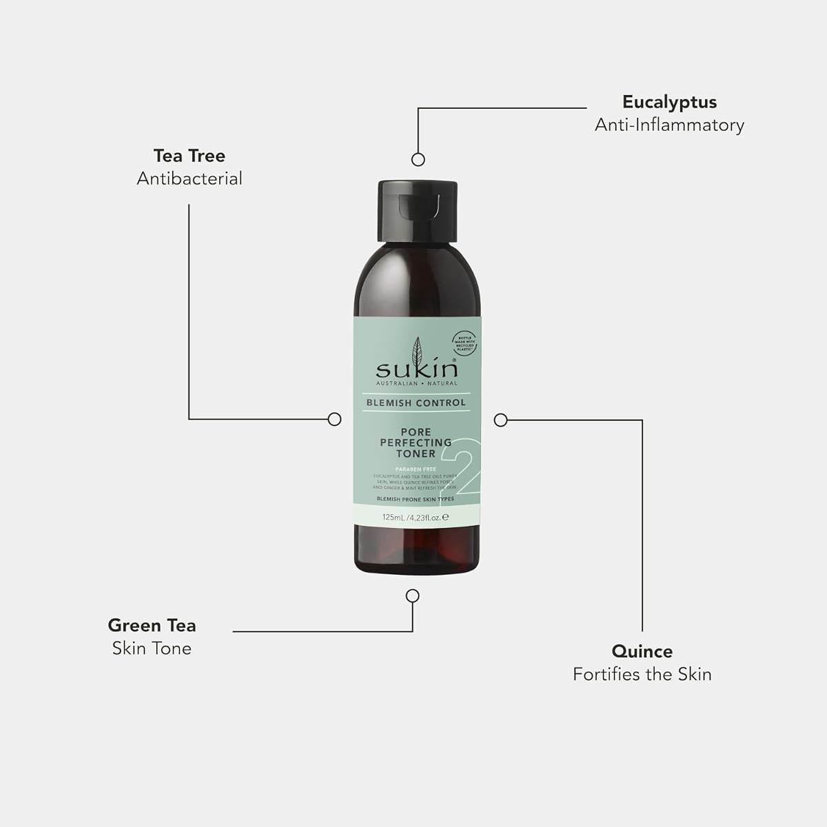 Sukin Blemish Control Pore Perfecting Toner with Eucalyptus & Tea Tree Oil - 125ml - Image 4