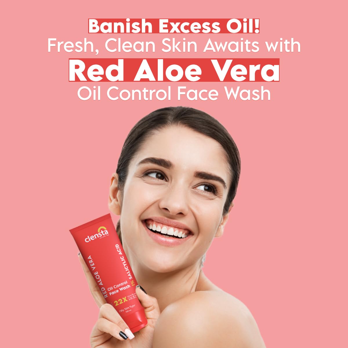 Clensta Red Aloe Vera Oil Control Face Wash - 100ml - Image 2