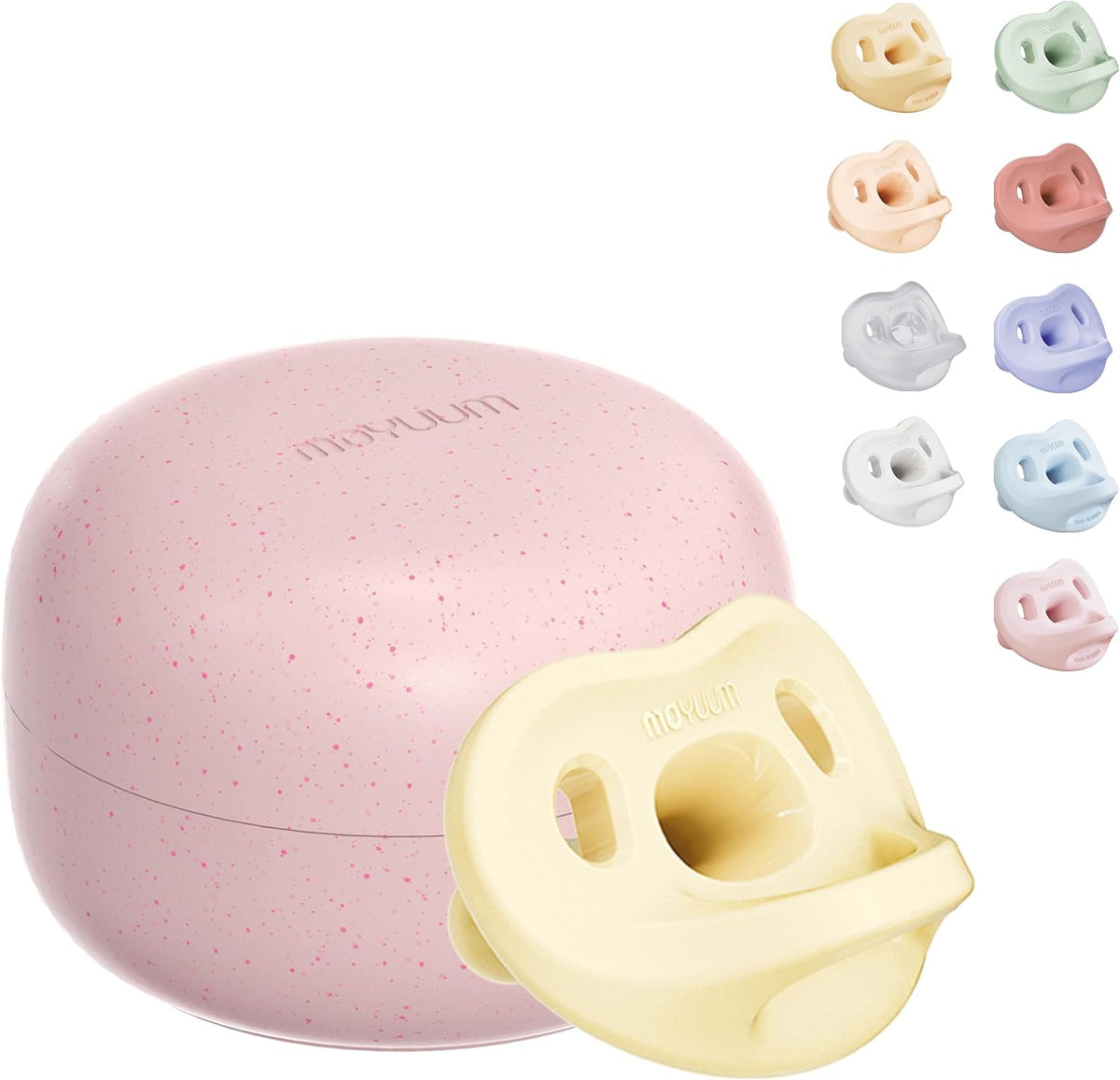 Moyuum All-Silicone Macaron Pacifier with Protective Stage 2 (3 to 6 months) Case Yellow