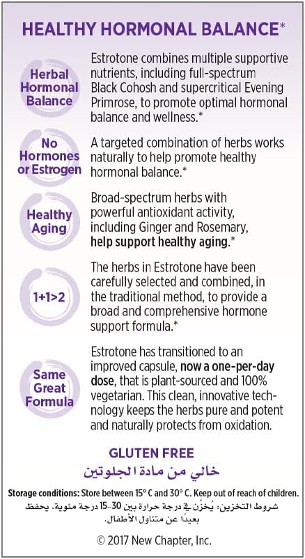 New Chapter Estrotone Menopause Supplement - Herbal Balance, 60 Vegetarian Capsules - Image 2