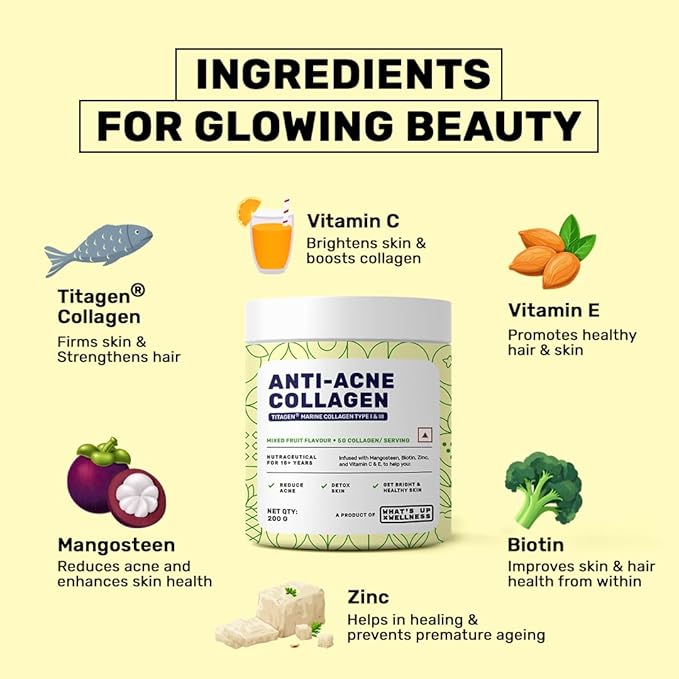 What's Up Anti Acne Collagen - Mixed Fruit Flavour, 200g - Image 6