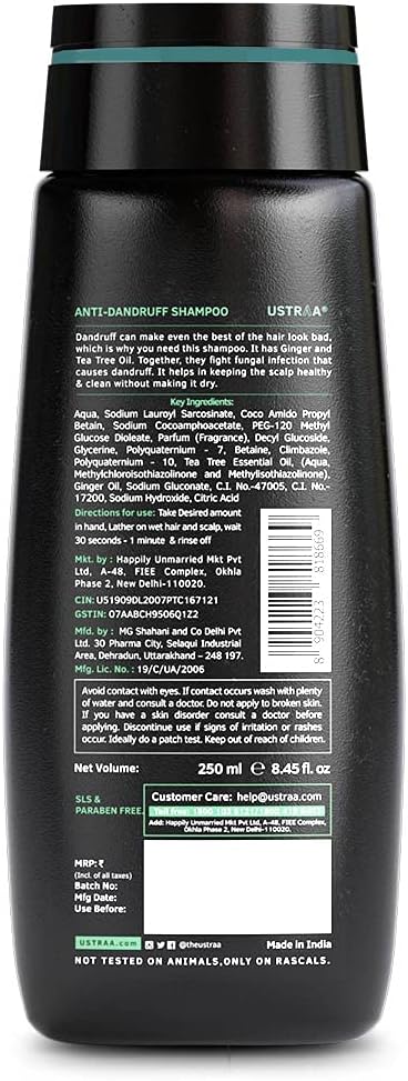 Ustraa Anti-Dandruff Shampoo with Ginger & Tea Tree - 250ml - Image 2