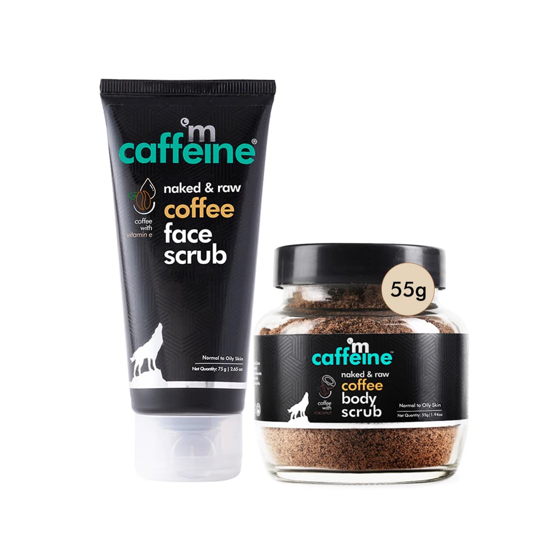 mCaffeine Exfoliating Coffee Body & Face Scrub Coffee Body Scrub (55gm) & Espresso Face Scrub (75gm)