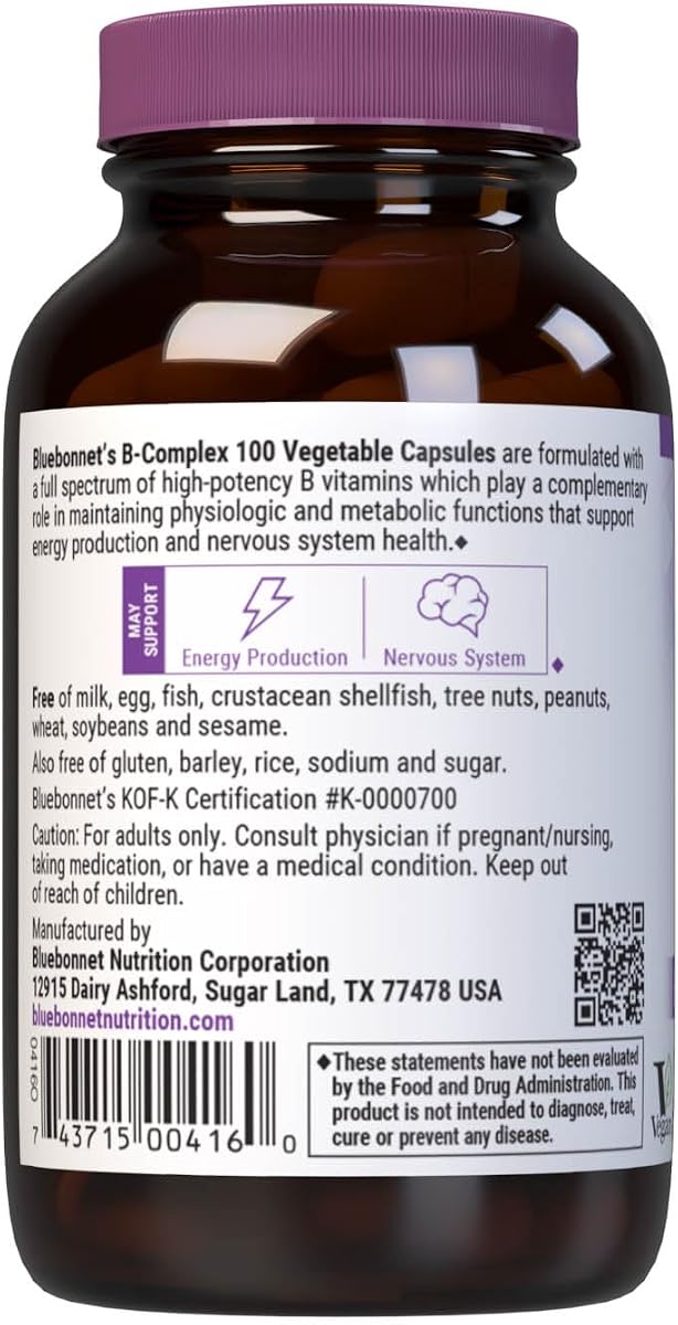 BlueBonnet B Complex 100 - Full Spectrum, Vegan Capsules, 50 Count - Image 3