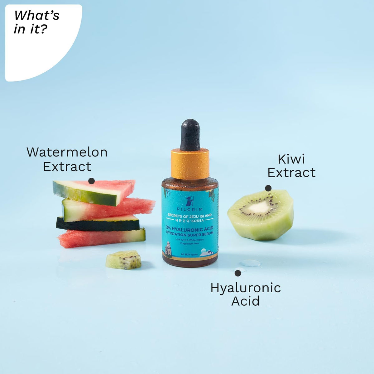 Pilgrim 2% Hyaluronic Acid Hydration Super Serum with Kiwi Extracts, 30ml - Korean Skincare