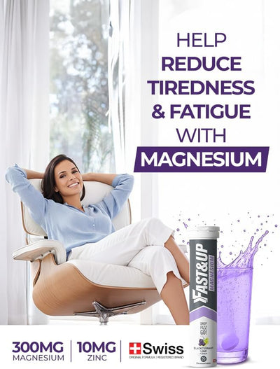 Fast & Up Magnesium and Zinc Effervescent Tablets - Blackcurrant Lime, 20 Tablets - Image 2