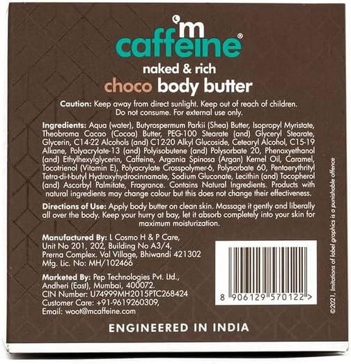mCaffeine Choco Body Butter - Intense Moisturization, Cocoa Butter - 250g - Image 4