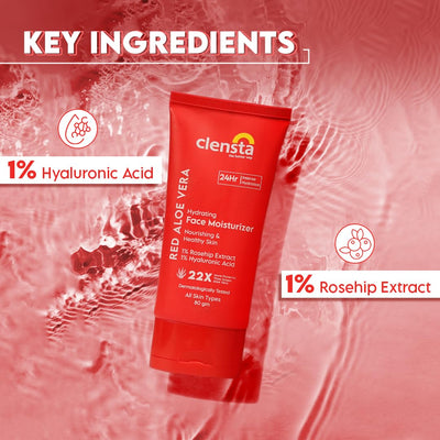 Clensta Face Moisturiser with Red Aloe Vera - Hydrating 80ml - Image 4