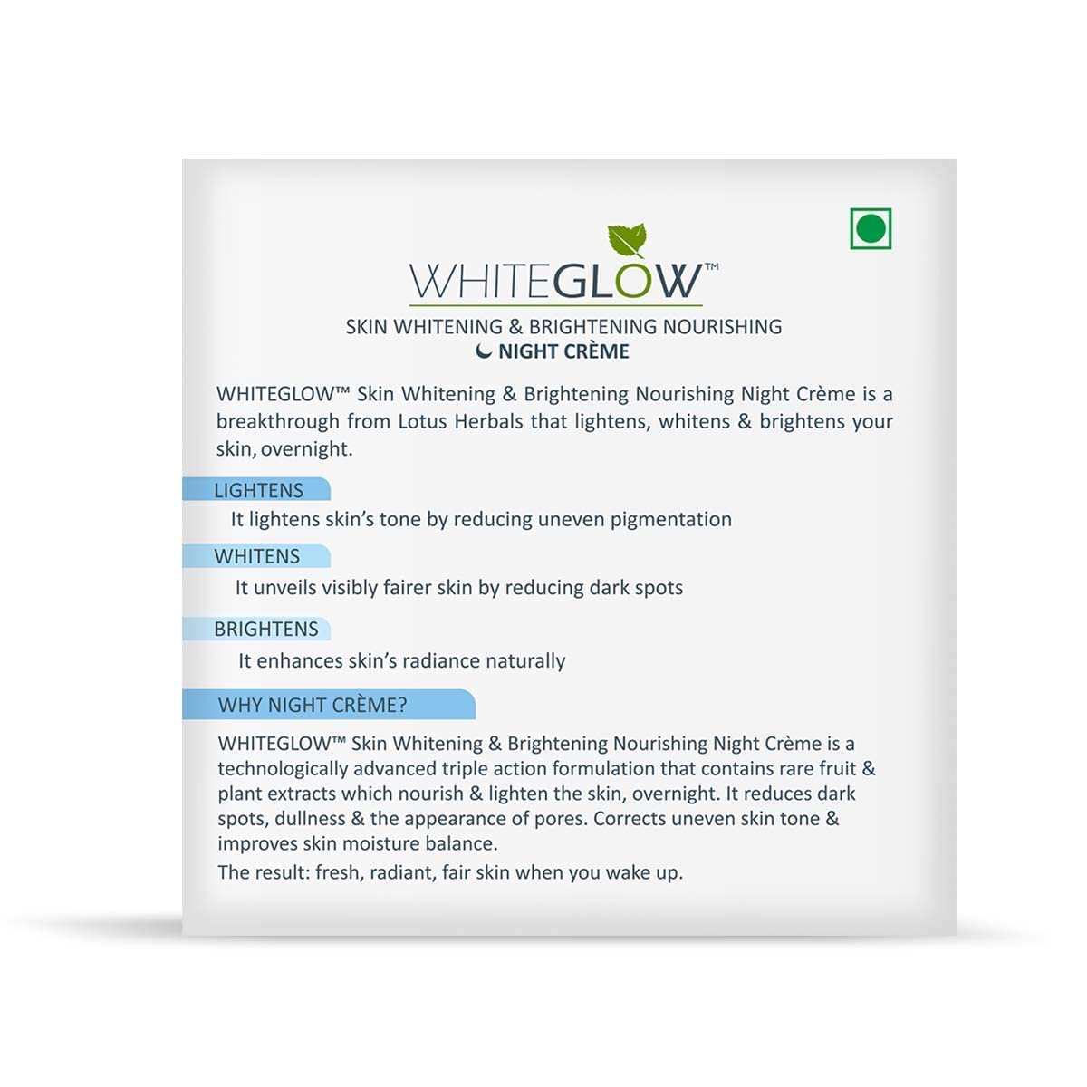 Lotus Herbal Whiteglow Skin Whitening & Brightening Night Creme - 60g - Image 3