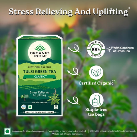 ORGANIC INDIA Tulsi Green Classic Tea 25 Tea bags