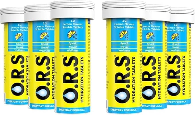 O.R.S Hydration Tablets with Electrolytes Natural Lemon Flavour 72 Tablets (Pack of 6 x12)