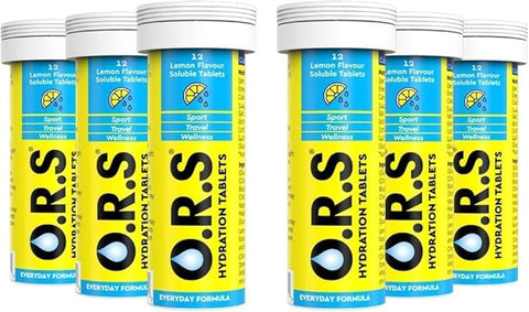 O.R.S Hydration Tablets with Electrolytes Natural Lemon Flavour 72 Tablets (Pack of 6 x12)