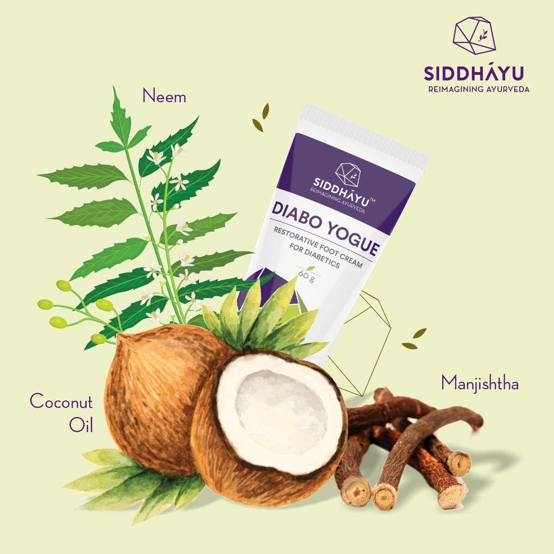 Siddhayu Diaboyogue Foot Cream - Intense Hydration for Diabetic Feet - 60g - Image 2