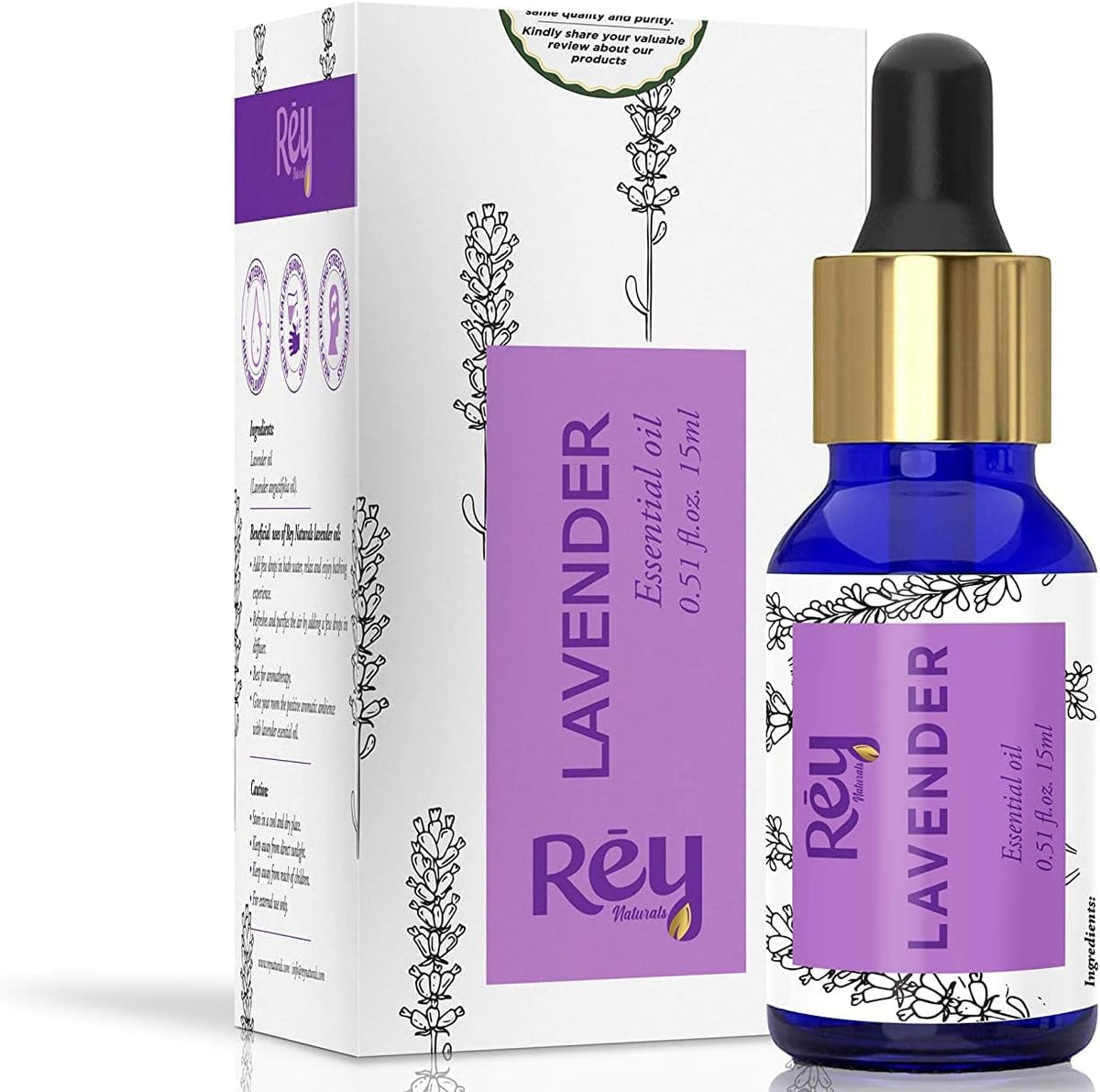 ReyNaturals Lavender, Tea Tree, and Rosemary Essential Oils Combo - 15ml Each - Image 4