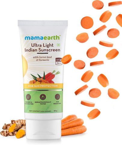 MAMAEARTH Ultra Light Indian Sunscreen Spf50 Pa+++, 80g