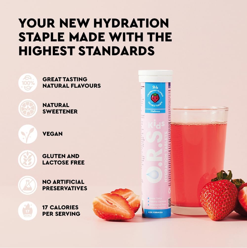 ORS Kids Hydration - Natural Strawberry Electrolyte Tablets, 24 Pack - Image 3
