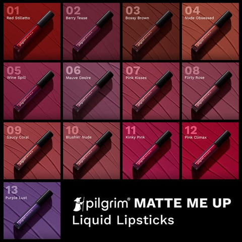 Pilgrim Liquid Matte Lipstick - Flirty Rose | Lipstick for Women Transferproof, Long Lasting & Non Drying 3gms