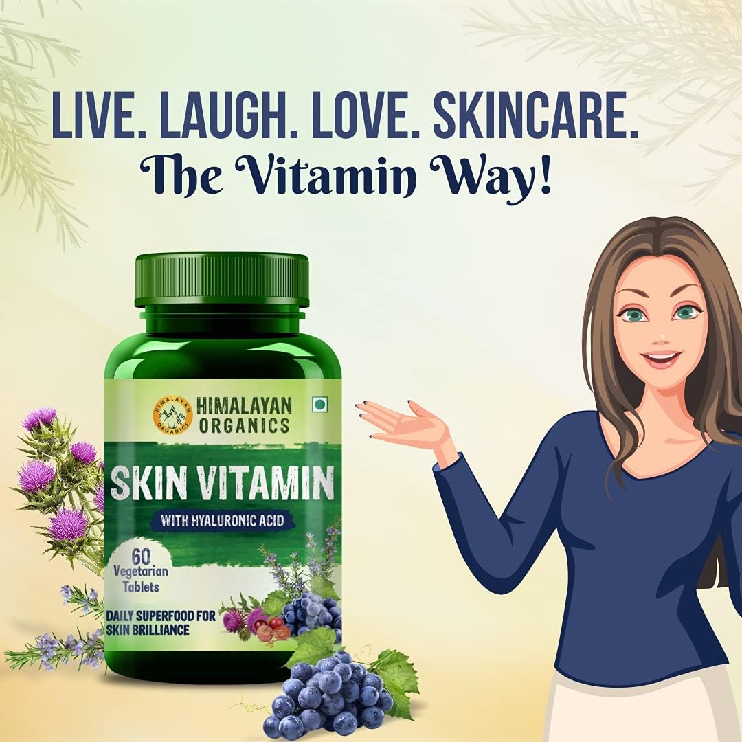 Himalayan Organics Skin Vitamin Tablets with Hyaluronic Acid - 60 Count - Image 2