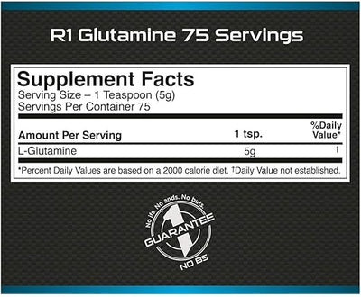 Rule1 Glutamine Powder - Unflavoured, 375g, 75 Servings - Image 2