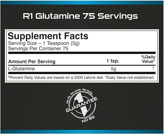 Rule1 Glutamine Powder - Unflavoured, 375g, 75 Servings - Image 2