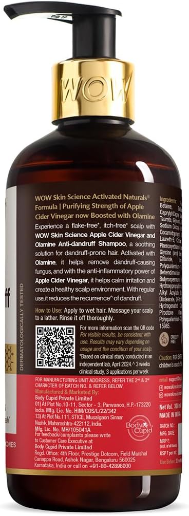 WOW Skin Science Apple Cider Vinegar Shampoo - Sulphate & Paraben Free, 300ml - Image 5