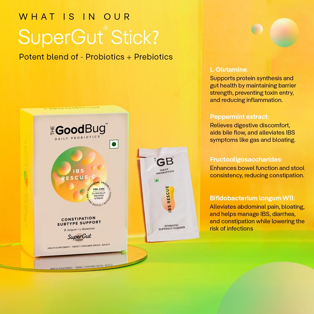 The Good Bug IBS Rescue C SuperGut Powder for Constipation Relief - 15 Days Pack (Pack of 6) - Image 3