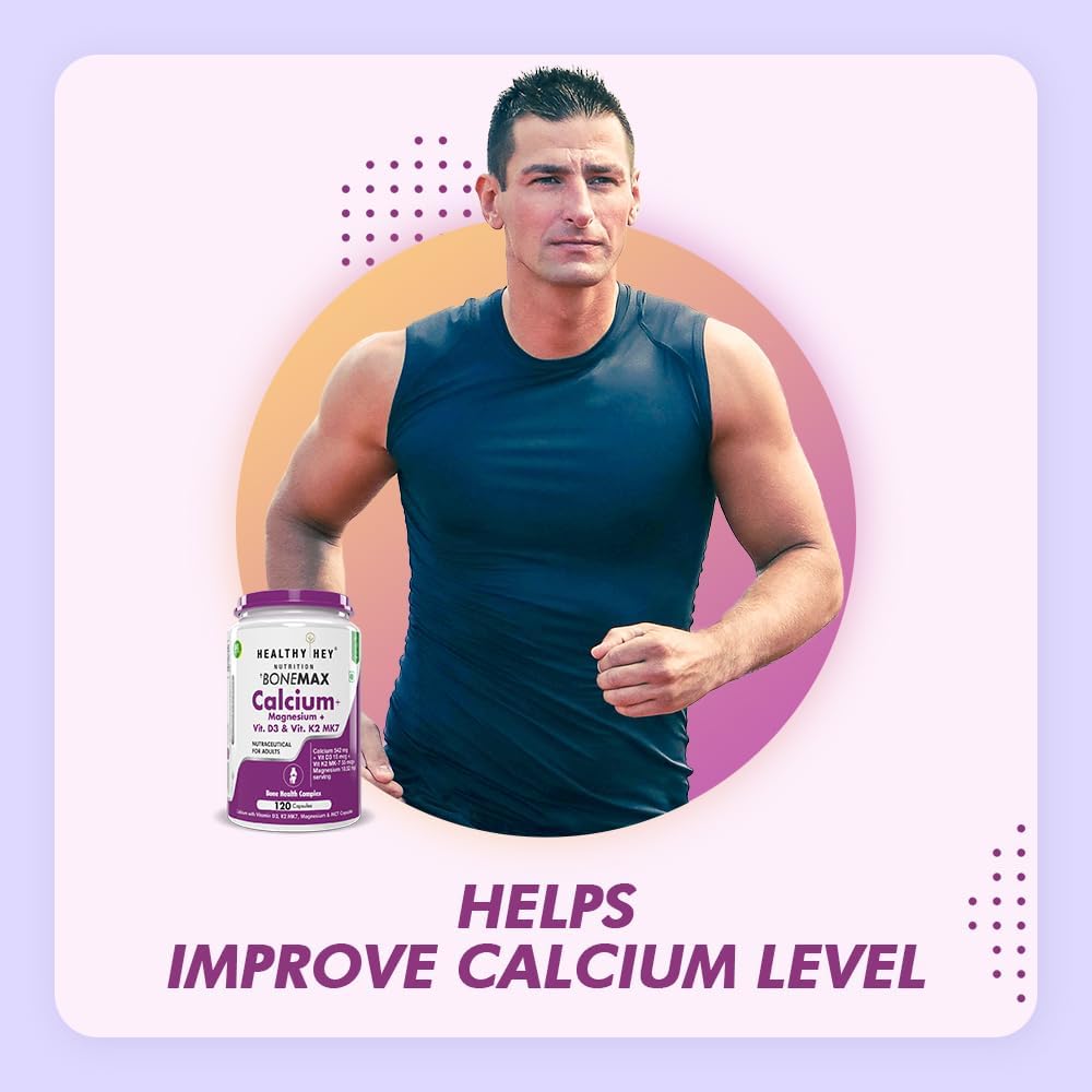 HealthyHey Calcium with Magnesium, Vitamin D3 & K2-MK7 - 120 Veg Capsules - Image 4