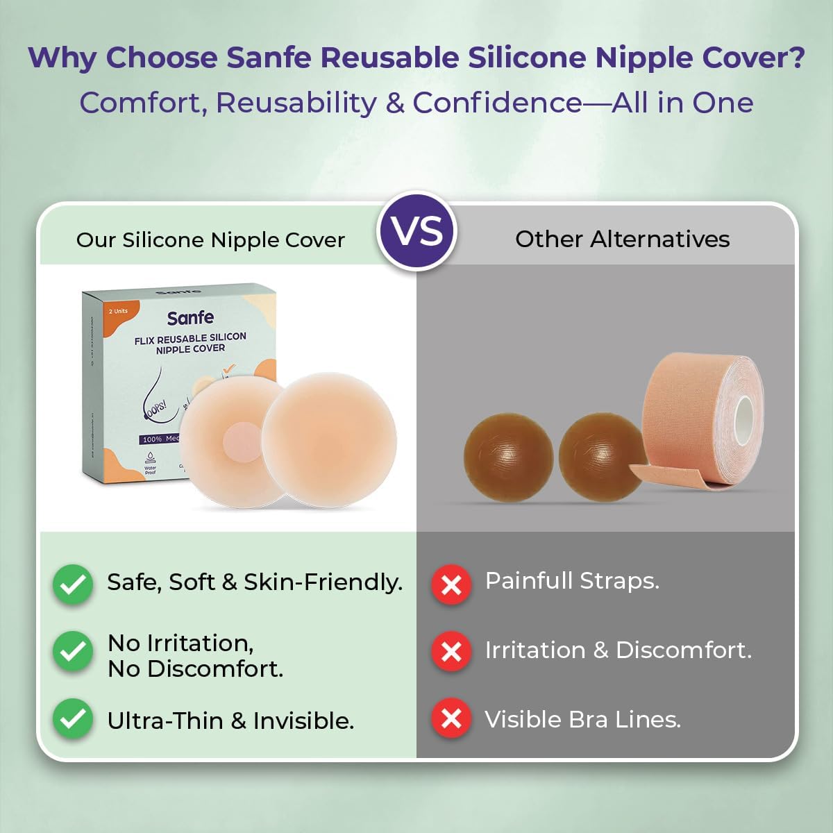 Sanfe Flix Reusable Silicone Nipple Cover - Skin-Friendly, Multicolour - 4 Pieces - Image 4