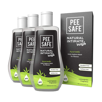 Pee Safe Natural Intimate Wash Pack - Feminine Care, 105ml (Pack of 3)