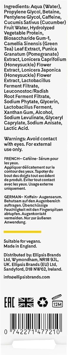 Q+A Caffeine Eye Serum - Infused with Caffeine, Green Tea & Pomegranate - 15ml - Image 6