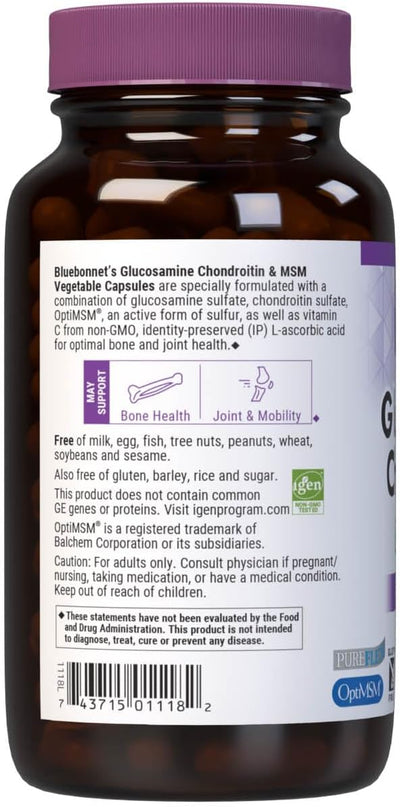 Bluebonnet Glucosamine Chondroitin & MSM - Vegetable Capsules, 120 Count - Image 3
