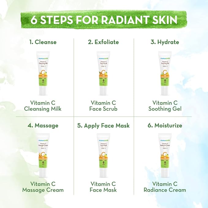 Mamaearth 6 Step Vitamin C Facial Kit with Turmeric - 60g - Image 5
