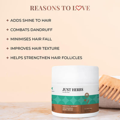Just Herbs Bhringraj + Rosemary Nourishing Hair Cream, 100g - Image 3