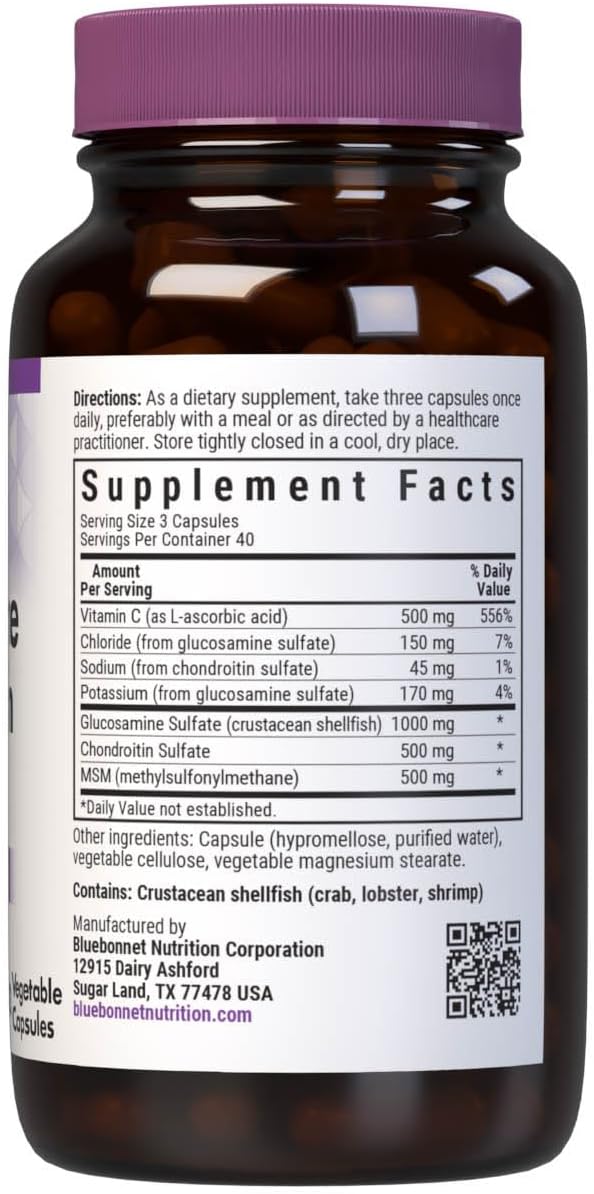 Bluebonnet Glucosamine Chondroitin & MSM - Vegetable Capsules, 120 Count - Image 2