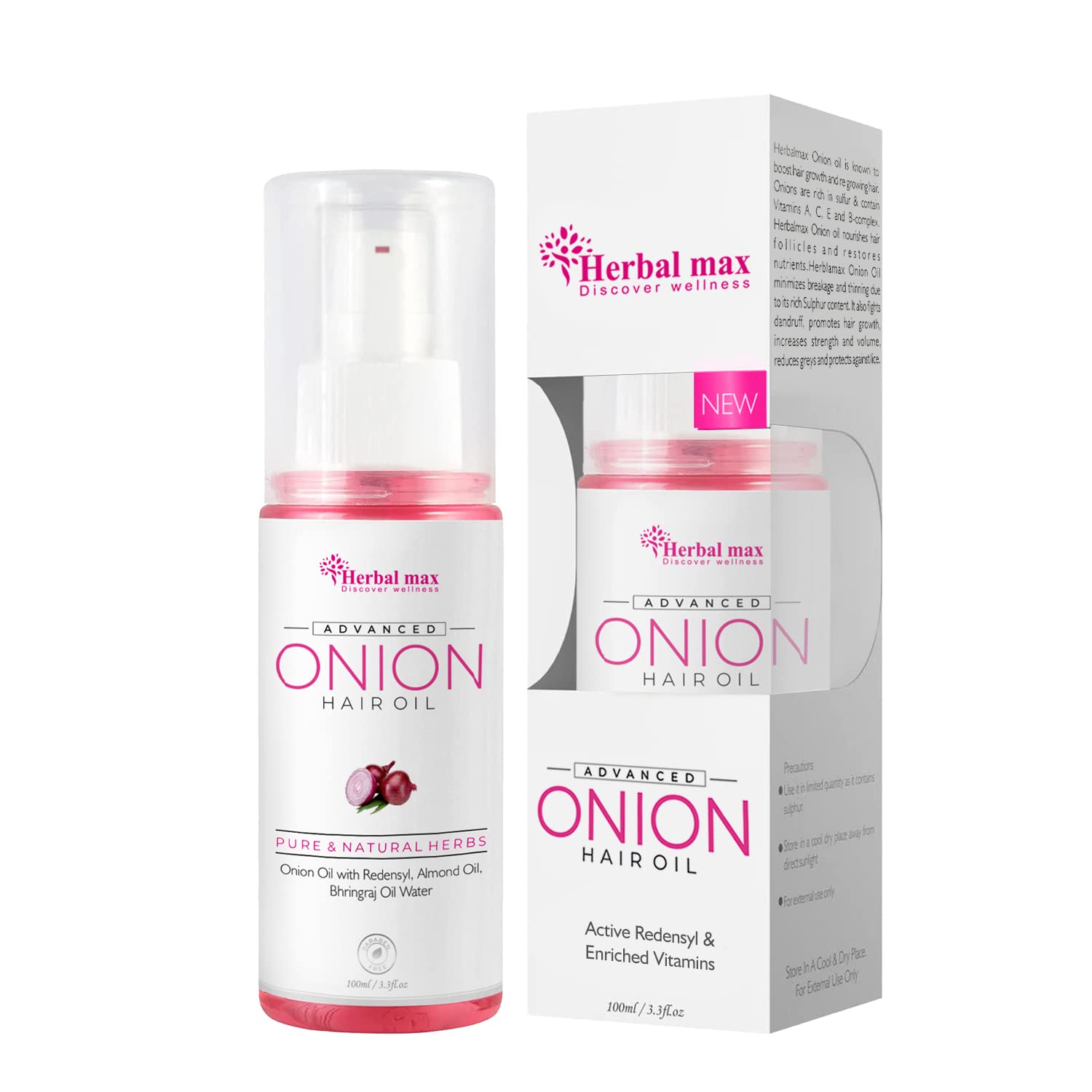 Herbal max Advance Onion Seed Hair Oil for Silky and Strong Hair, Controls Hair Fall, Promotes Growth (100ML)