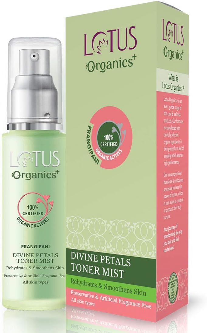 Lotus Organics+ Divine Petals Toner Mist - Face Serum Treatment, 50 ml