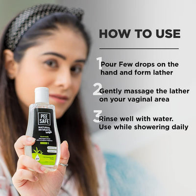 Pee Safe Natural Intimate Wash for Women - Witch Hazel & Tea Tree, 105ml - Image 7