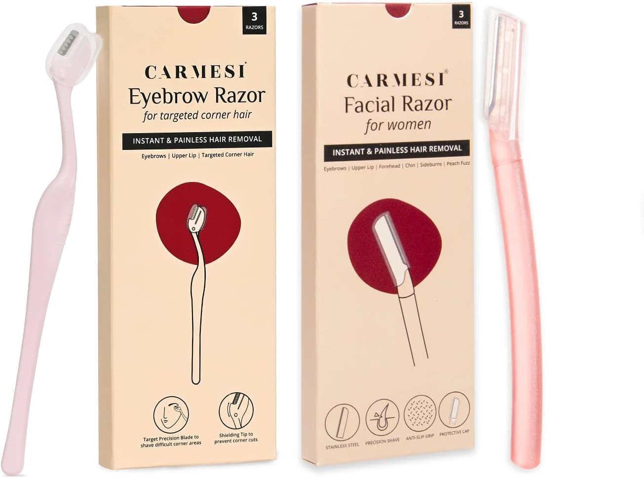 Carmesi Facial Razor for Women (Pack of 3) – Kuwa Supplements - UAE