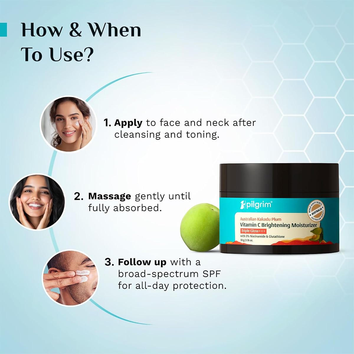 Pilgrim Face Moisturiser with Kakadu Plum & Vitamin C - 50g - Image 8