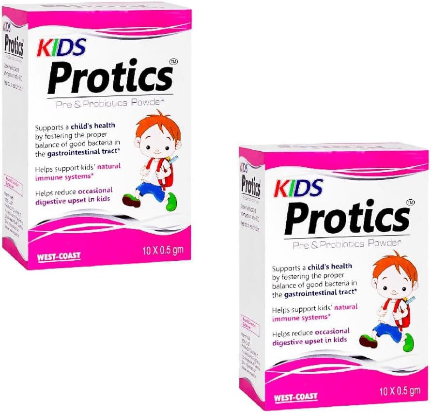 Protics Kids Protics Pre & Probiotics Powder - Digestive Health Support, 10 X 0.5 g (Pack of 2)