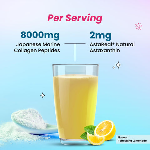 Chicnutrix Marine Collagen - 8G Japanese Collagen Powder | 25 Servings Lemonade Flavour 340G